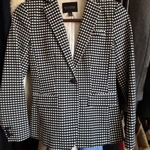 Black and White Checkered Women's Blazer
